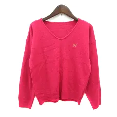 ロペ ROPE ニット カットソー Vネック 刺繍 長袖 M ピンク /MN