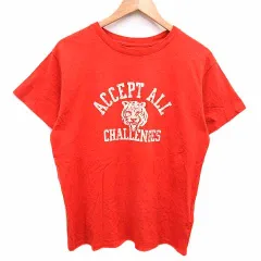 アングリッド UNGRID Tシャツ カットソー クルーネック ロゴプリント 半袖 F オレンジ /YK