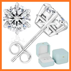 【新品】 KRKC モアサナイト ピアス:計0.6-3.0 カラット S925スターリングシルバー レディース ピアス 人工ダイヤモンド シンプル 普段使い エレガント 人気 金属アレルギー対応 誕生日 ボックス付き シルバー/ゴールド/ブラック 0