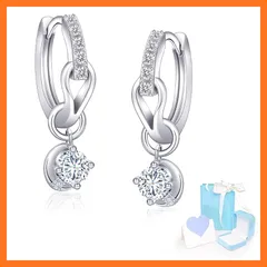 【新品】 YUIITU ピアス レディース 上質ジルコニア フープ 揺れる ピアス 2Way 三日月 シルバー925 アレルギー対応 18金メッキ 大人 アクセサリー プレゼント 誕生日 結婚式 記念日 ホワイト 1