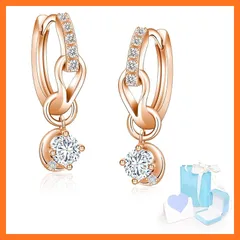 【新品】 YUIITU ピアス レディース 上質ジルコニア フープ 揺れる ピアス 2Way 三日月 シルバー925 アレルギー対応 18金メッキ 大人 アクセサリー プレゼント 誕生日 結婚式 記念日 ピンクゴールド 0