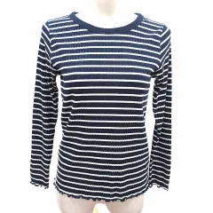 サマンサモスモス SM2 ニット カットソー ボーダー 長袖 F 紺 ネイビー 白 ホワイト /YK ●RY