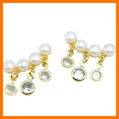 【新品】 FREE ANGEL パール ピアス 揺れる レディース 冠婚葬祭 4連 パールピアス スワロフスキークリスタル S925?? 18 Kメッキ 金属アレルギー対応 結婚式 プレゼント 御木本スタイル 可愛い きらきら光る ギフトボックスbox 1 1