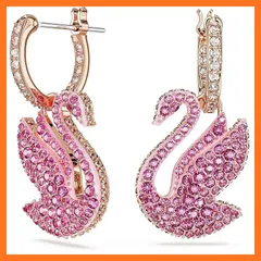 【新品】 スワロフスキー Iconic Swan (アイコニック スワン) クリスタル ネックレス&ピアス ジュエリーコレクション, One Size, 真鍮, 宝石なし