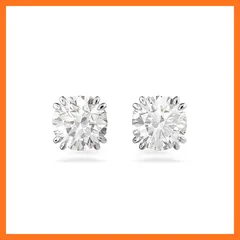 【新品】 【公式】【スワロフスキー】Stilla スタッドピアス, ラウンドカット, ホワイト, ロジウム・プレーティング 0