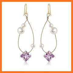【新品】 [スズメの国 装身具] ピアス ピンクアメジスト パール 樹脂フック アレルギー対応 スクエア ピンクアメジスト 誕生石 天然石 半貴石 両耳 おしゃれ クリスマス (樹脂製フック)