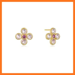 【新品】 ARSIS ピアス つけっぱなし シルバー925 四つ葉 クローバー 金属アレルギー対応 レディース 錆びないピアス クリスタル ジルコニア かわいい プレゼント女性 ジュエリー 人気 両耳用 ギフトBOX付き ガーネット ローズクォーツ 桜ピン 1