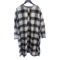 ハートマーケット HEART MARKET シャツワンピース ひざ丈 ハーフボタン チェック 長袖 F ベージュ /AU