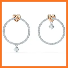 【新品】 スワロフスキー ライフロング ハート フープ ピアス, One Size, キュービックジルコニア 0