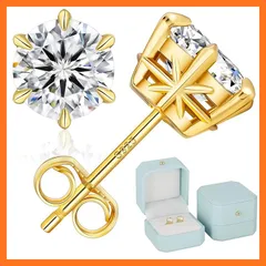 【新品】 KRKC モアサナイト ピアス:計0.6-3.0 カラット S925スターリングシルバー レディース ピアス 人工ダイヤモンド シンプル 普段使い エレガント 人気 金属アレルギー対応 誕生日 ボックス付き シルバー/ゴールド/ブラック 0