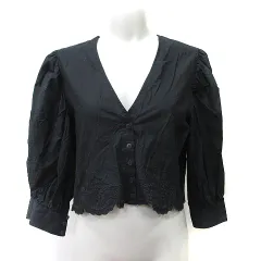 ジーナシス JEANASIS シャツ ブラウス 刺繍 長袖 F 黒 ブラック /YI