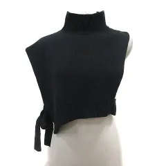 アズールバイマウジー AZUL by moussy ニットベスト ハイネック プルオーバー アシンメトリー S 黒 ブラック /MS