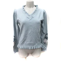 アクシーズファム axes femme ニット セーター 長袖 刺繍 F 水色 /YI