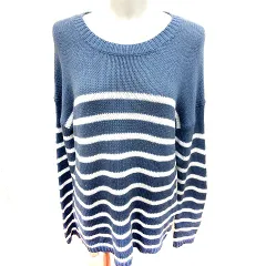 アングリッド UNGRID ニット セーター 長袖 ボーダー F ダークブルー 白 ホワイト /RT