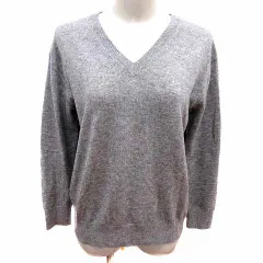 プラステ PLST ニット カットソー Vネック 長袖 ウール カシミヤ混 M グレー /YK