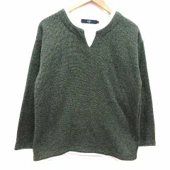 シップス SHIPS Colors ニット セーター フェイクレイヤード 裏起毛 長袖 L 緑 グリーン /YK