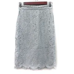 アナトリエ ANATELIER タイトスカート ミモレ ロング 総レース 36 S 水色 /YI