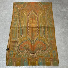 美品 イタリア製 ETRO エトロ スカーフ ストール イエロー ペイズリー 総柄 シルク