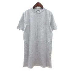 ザラ ZARA ワンピース ニット ミニ ハイネック 半袖 L グレー /MN