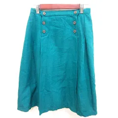 サマンサモスモス SM2 スカート フレア ロング 麻混 リネン混 L エメラルドグリーン /RT