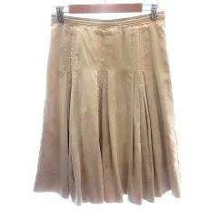 イネド INED プリーツスカート タック ミモレ ロング フェイクスエード 11 L ベージュ /AU