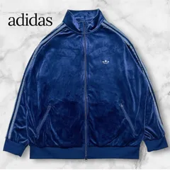 adidas Originals ベッケンバウアー ベロア トラックジャケット BB VELOUR TT ネイビー 紺 2XL ルーズフィット トレフォイル 刺繍ロゴ ジャージ メンズ レディース ユニセックス