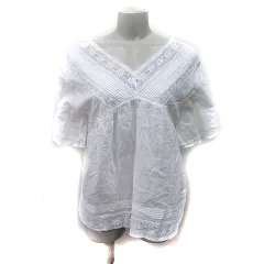 スローブ イエナ SLOBE IENA  シャツ ブラウス プルオーバー レース シアー 半袖 白 ホワイト /YI