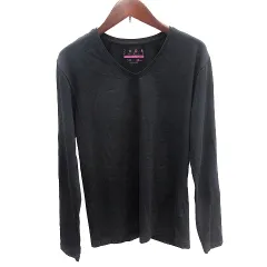 ザラ ベーシック ZARA BASIC カットソー Tシャツ ロンT Vネック 長袖 S 黒 ブラック /AU