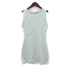 ザラ ZARA ワンピース ニット ミニ ノースリーブ ラメ M 水色 ライトブルー /MN