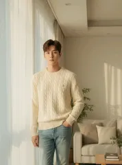 ポロラルフローレン アイボリー ケーブル ニット セーター XL