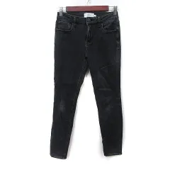 アズールバイマウジー AZUL by moussy スキニーパンツ カラーデニム ダメージ加工 S 黒 ブラック /YI