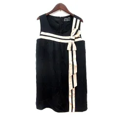 ダイアグラム グレースコンチネンタル Diagram GRACE CONTINENTAL ワンピース ミニ ライン ノースリーブ リボン 絹 シルク 38 M 黒 ブラック /MN