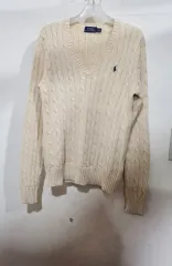 ポロラルフローレン Vネック ケーブル ニット アイボリー