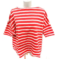 フリークスストア FREAKS STORE ニット カットソー ボートネック 五分袖 ボーダー F 赤 レッド アイボリー /RT