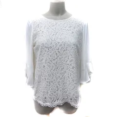 アプワイザーリッシェ Apuweiser-riche ブラウス プルオーバー 七分袖 シアー レース 2 M 白 ホワイト /YI