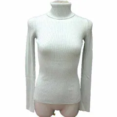 ロペ ROPE ニット カットソー タートルネック 長袖 ウール 38 M 緑 ライトグリーン /YK