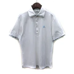 アディダス adidas ポロシャツ 鹿の子 半袖 フェイクレイヤード 花柄 刺繍 M 白 ホワイト /YI