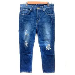 リー LEE パンツ デニム ジーンズ ストレート ロング ダメージ加工 L インディゴ /RT