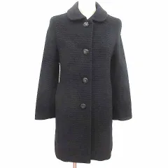 ロペ ROPE ラウンドカラーコート 総裏地 ウール 38 M 黒 ブラック /YK