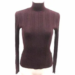 アンタイトル UNTITLED ニット カットソー ハイネック 長袖 ウール 9 M こげ茶 ダークブラウン /YK