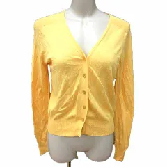 組曲 クミキョク KUMIKYOKU カーディガン ニット Vネック 長袖 2 M 黄色 イエロー /YK