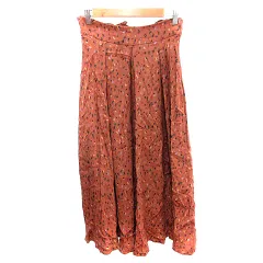 コムサ COMME CA フレアスカート マキシ ロング 総柄 9 M 茶 ブラウン /AU