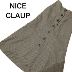 NICE CLAUP ナイスクラップ　チェックロングフレアスカート　レースアップ　バックウエストゴム