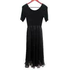 ロイヤルパーティー ROYAL PARTY ドッキングワンピース マキシ ロング 三分袖 半袖 F 黒 ブラック /AU