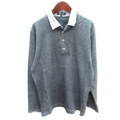 ビームスハート BEAMS HEART ポロシャツ フェイクレイヤード ボーダー 長袖 L グレー /AU