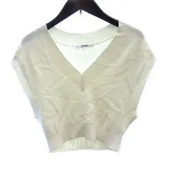 スナイデル SNIDEL ニット カットソー Vネック ショート丈フレンチスリーブ ONE アイボリー 白 ホワイト /AU