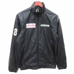 アディダス adidas ジャケット ブルゾン ジップアップ 総裏地 ロゴプリント S 黒 ブラック /YK