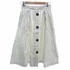 トランテアン ソン ドゥ モード 31 Sons de mode フレアスカート ロング ストライプ 36 S 白 ホワイト 黒 ブラック /YK