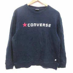 コンバース CONVERSE Tシャツ カットソー クルーネック ロゴプリント 長袖 L 紺 ネイビー /YK