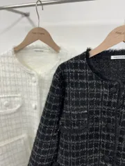 オーバーサイズ) ツイードジャケット ニットジャケット 冬コーデ ジャケット